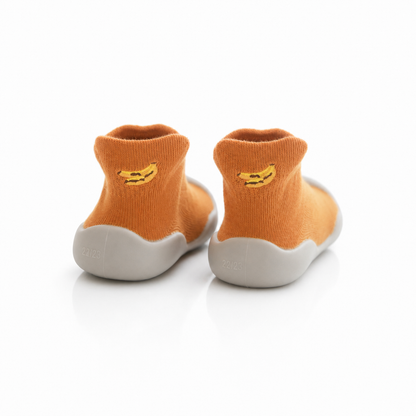 Chaussures-chaussettes bébé banane orange - semelle antidérapante premiers pas