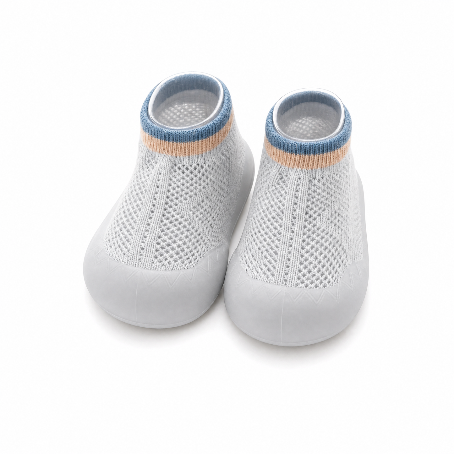 Chaussures-chaussettes bébé nuage gris mesh respirant - semelle antidérapante premiers pas