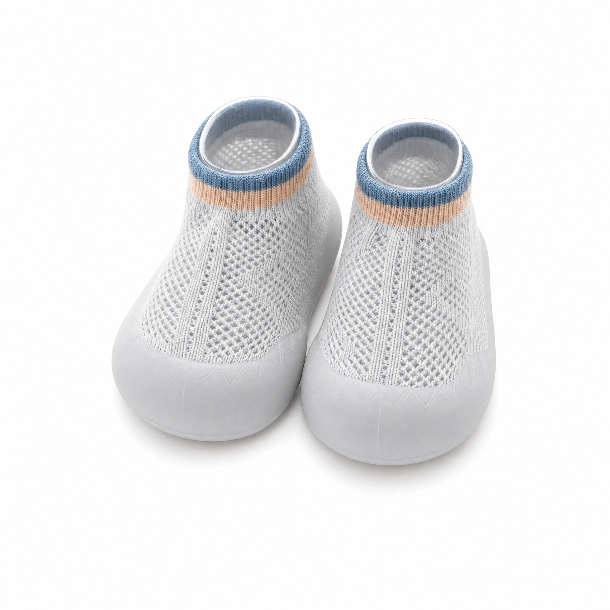 Chaussures-chaussettes bébé nuage gris mesh respirant - semelle antidérapante premiers pas