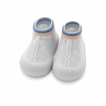 Chaussures-chaussettes bébé nuage gris mesh respirant - semelle antidérapante premiers pas