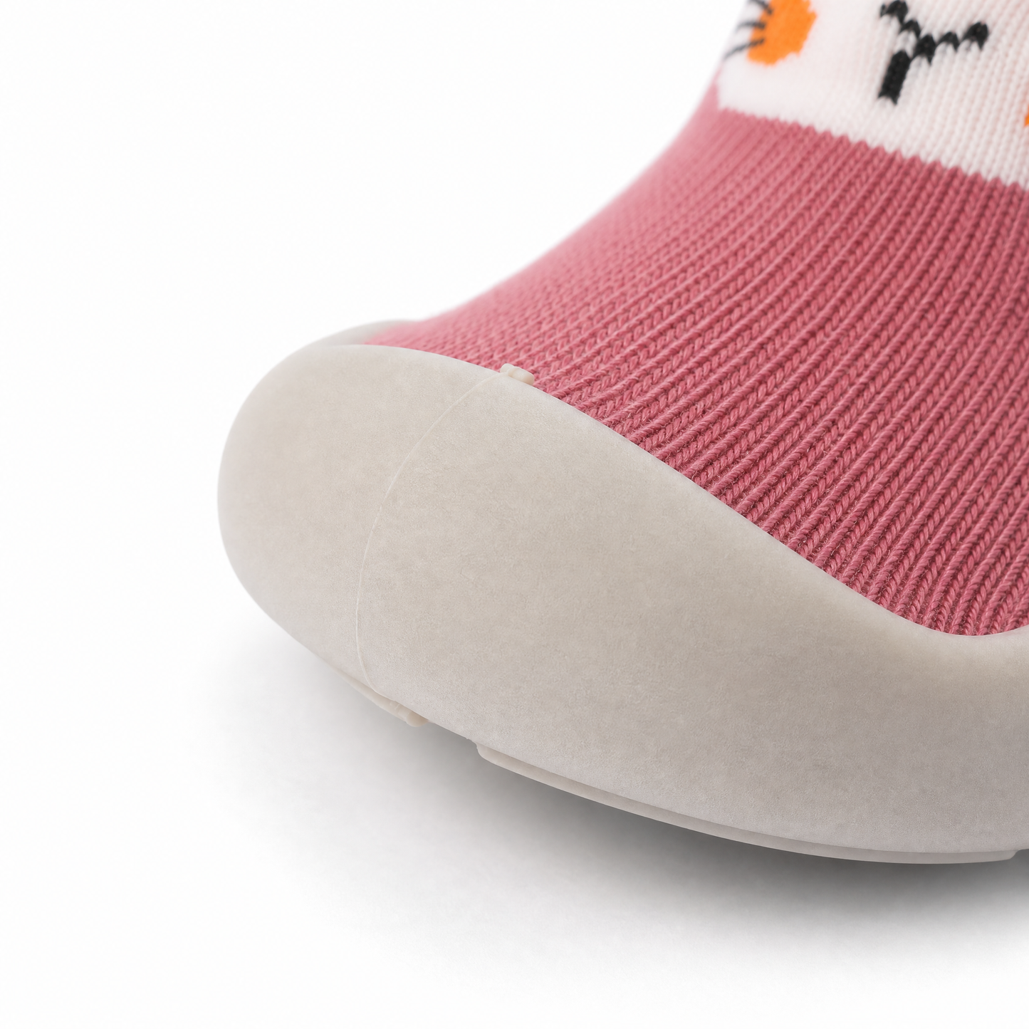 Zoom semelle antidérapante chaussures-chaussettes bébé lapin - protection orteils