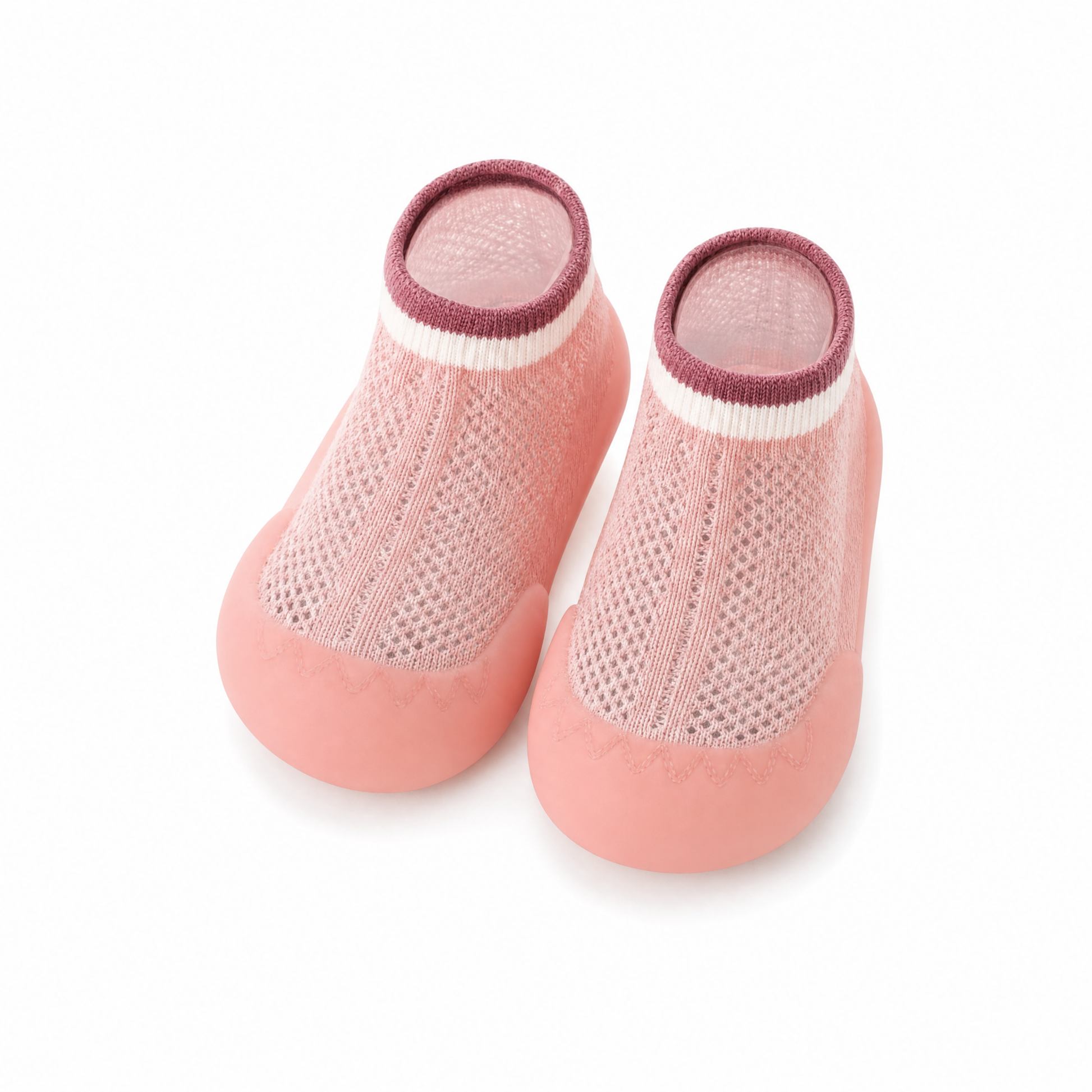 Chaussures-chaussettes bébé pivoine rose mesh respirant - semelle antidérapante premiers pas